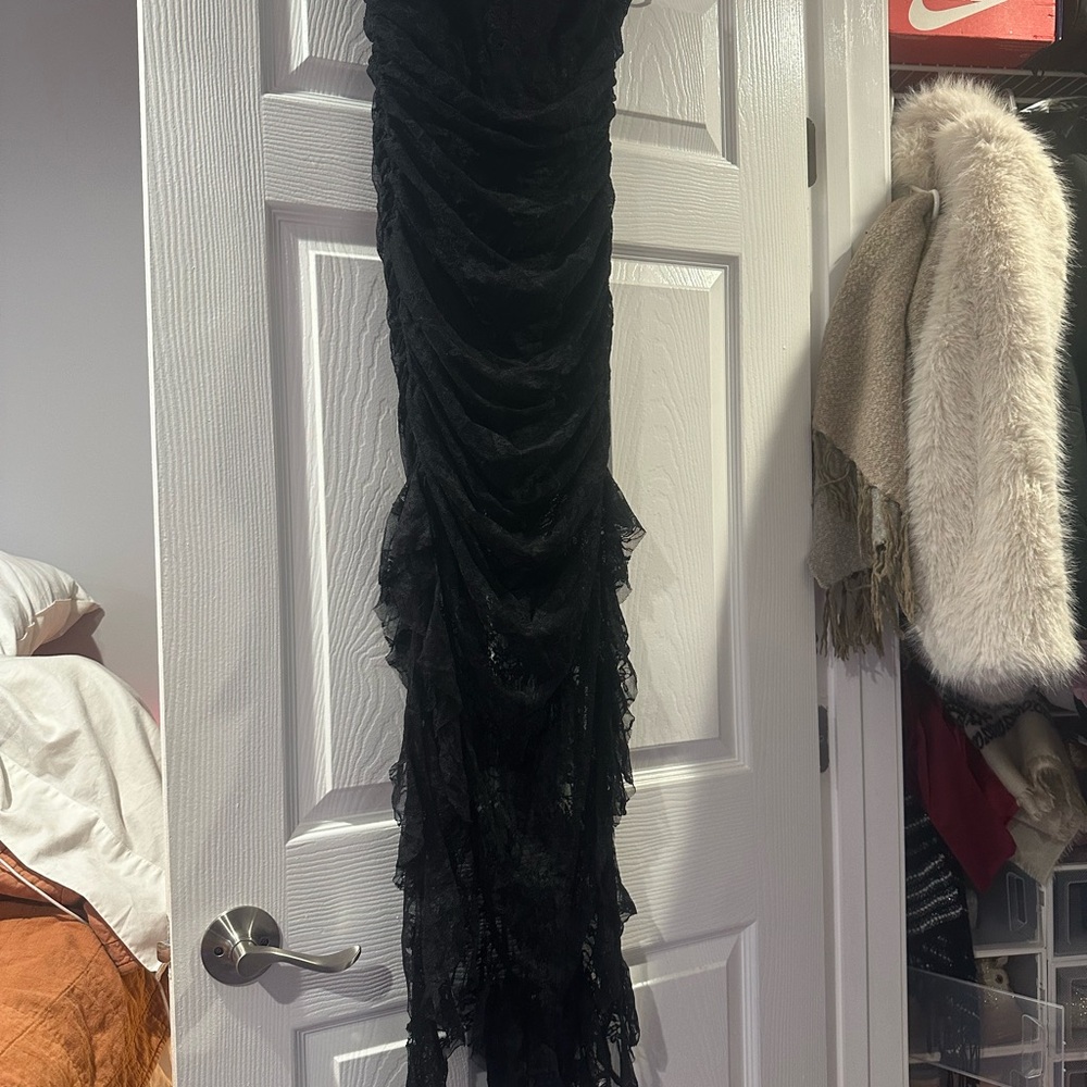 Elegant Black Ruched Gown